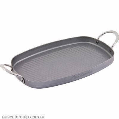 De Buyer GRILL PAN RECTANGULAR-380x260mm 2 HDL "La Plancha"-Auscaterquip