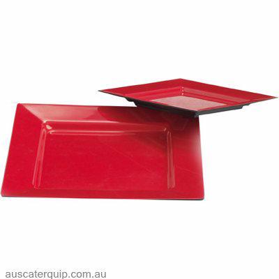 JAB SQUARE PLATE W/RIM RED/BLACK 250mm (STS0395)-Auscaterquip