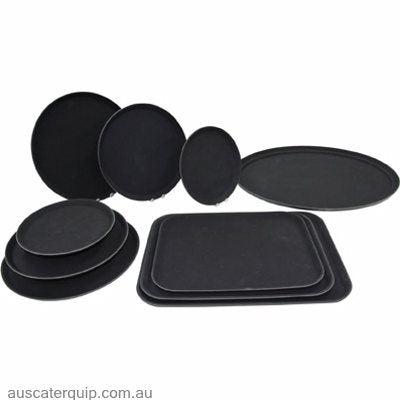 Chef Inox ROUND TRAY - PLASTIC NON SLIP 400mm BLACK-Auscaterquip