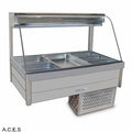 ROBAND CURVED GLASS COLD FOOD BARS - REFRIGERATED COLD PLATE & CROSS FIN COIL DOUBLE ROW - 6 Pans-Auscaterquip