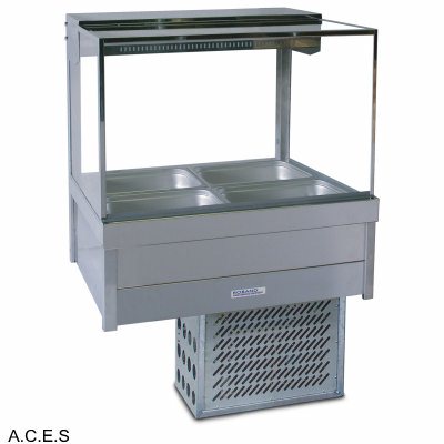 ROBAND SQUARE GLASS COLD FOOD BARS - REFRIGERATED COLD PLATE ONLY - DOUBLE ROW - 4 Pans-Auscaterquip