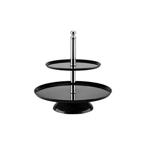 Alkan Zicco  ROUND STAND-2-TIER | 250/350mm Ø | 370mm H  BLACK POLYCARBONATE (Each)