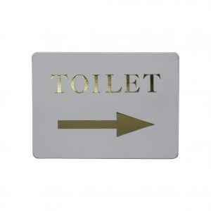 Chef Inox WALL SIGN: "Toilet/Right Arrow" GOLD ON WHITE EA