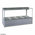 ROBAND SQUARE GLASS HOT FOOD DISPLAY BARS - DOUBLE ROW - 4 Pans-Auscaterquip