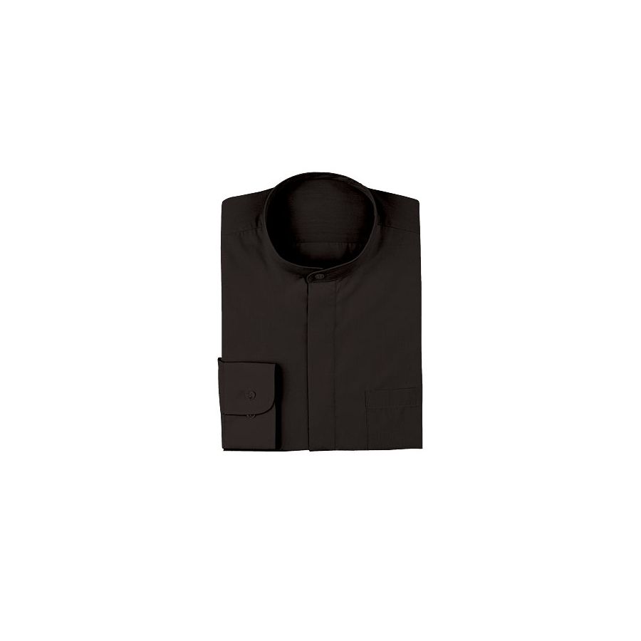 Men's Black Banded Collar Shirt-Auscaterquip