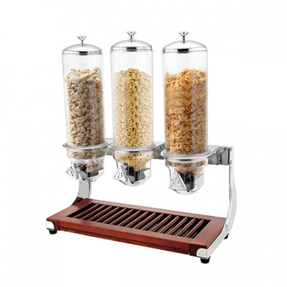 Sunnex  CEREAL DISPENSER-TRIPLE | WOOD BASE | 3x4.0lt  (Set) (DISCONTINUED)