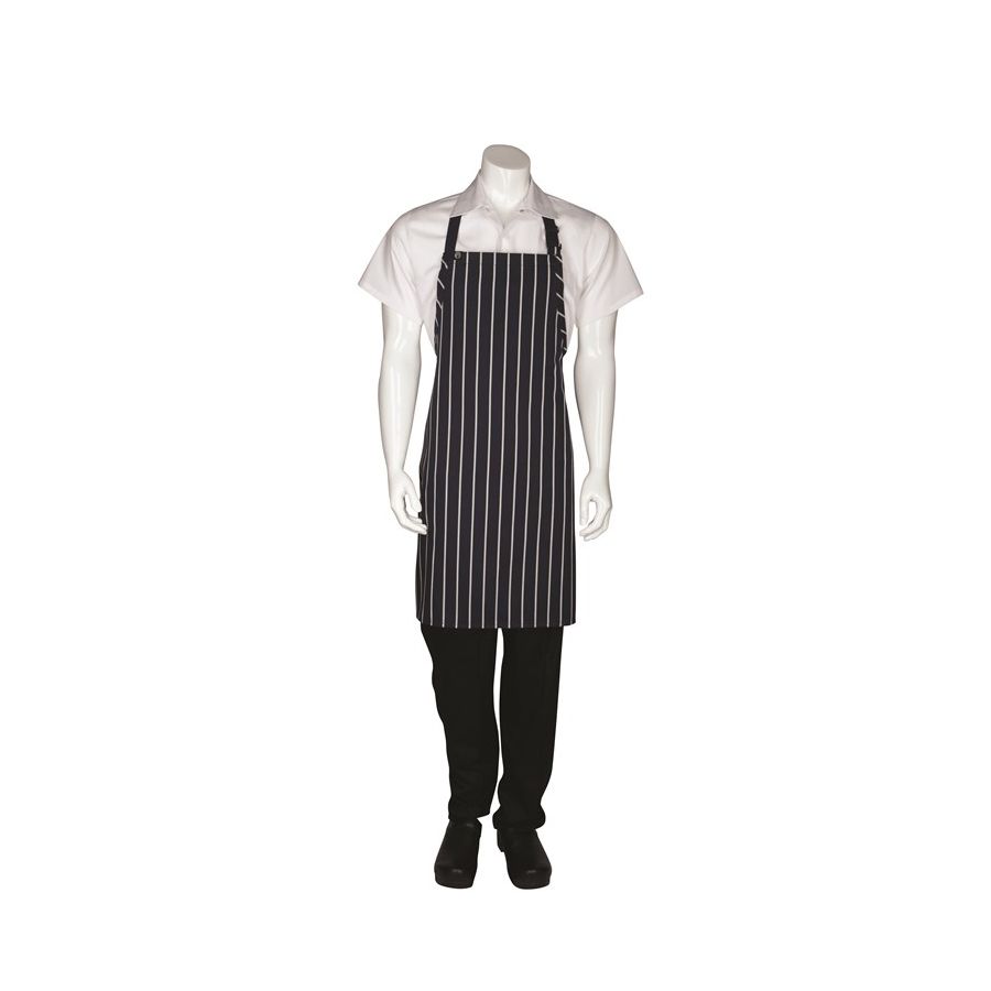 Navy/White Striped Bib Apron No Pocket-Auscaterquip
