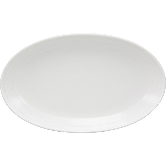 Rene Ozorio RIMMED OVAL PLATE-180mm AURA, MATT WHITE (304018)-Auscaterquip