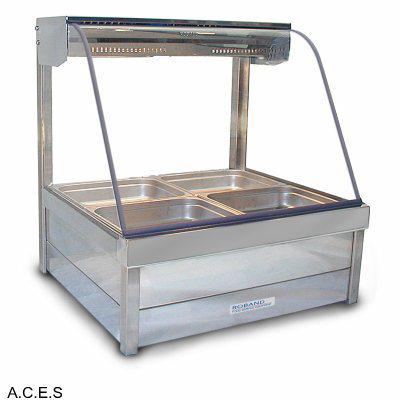 ROBAND CURVED GLASS HOT FOOD DISPLAY BARS - DOUBLE ROW - 4 Pans-Auscaterquip