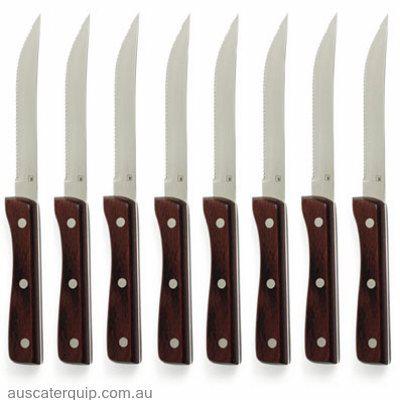 tablekraft 8PC STEAK KNIFE JUMBO PAKKAWOOD-POINTED TIP-Auscaterquip