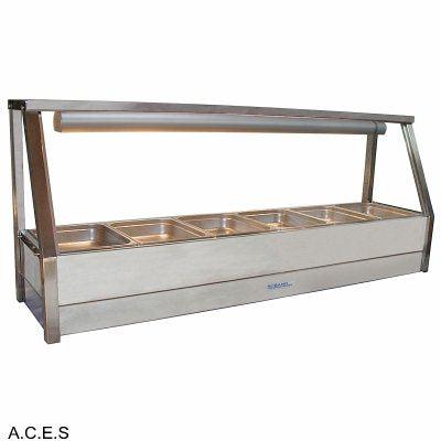 ROBAND STRAIGHT GLASS HOT FOOD DISPLAY BARS SINGLE ROW - 6 Pans-Auscaterquip