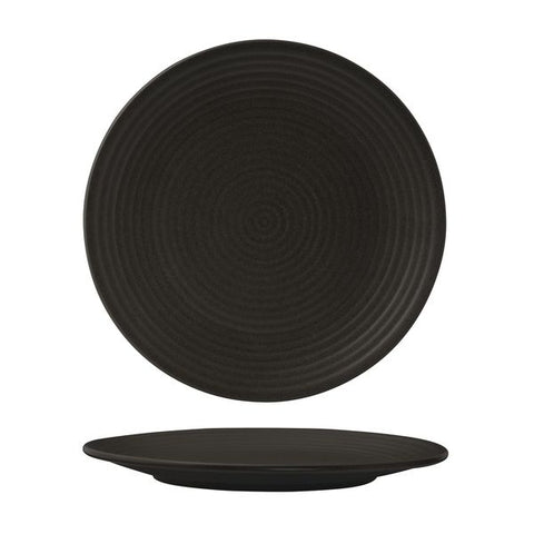 Zuma CHARCOAL ROUND COUPE RIBBED PLATE-265mm Ø  (x6)