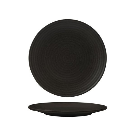Zuma CHARCOAL ROUND COUPE RIBBED PLATE-210mm Ø  (x6)