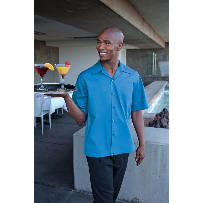 Men's Blue Universal Contrast Cook Shirt-Auscaterquip