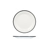 Ryner Melamine EVOKE ROUND PLATE-220mm Ø WHITE W/BLACK LINE (x12)