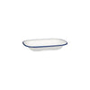 Ryner Melamine EVOKE RECT DISH-200x145x45mm WHITE W/BLUE LINE (x12)