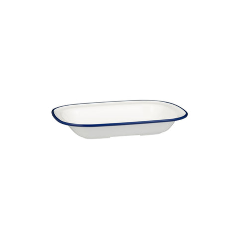 Ryner Melamine EVOKE RECT DISH-230x176x45mm WHITE W/BLUE LINE (x12)