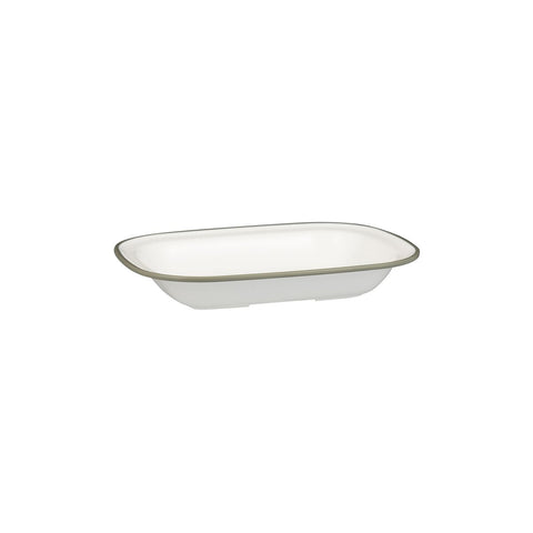 Ryner Melamine EVOKE RECT DISH-230x176x45mm WHITE W/GREY LINE (x12)