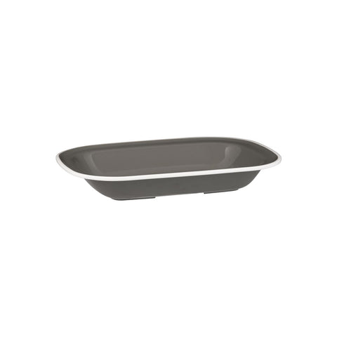 Ryner Melamine EVOKE RECT DISH-270x200x42mm BLACK W/WHITE LINE (x12)