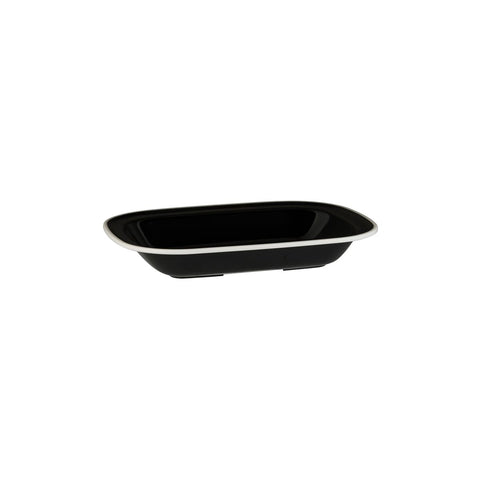 Ryner Melamine EVOKE RECT DISH-230x176x45mm BLACK W/WHITE LINE (x12)