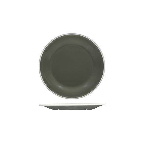 Ryner Melamine EVOKE ROUND PLATE-220mm Ø GREY W/WHITE LINE (x12)