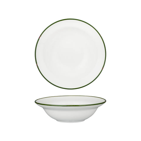 Luzerne TINTIN DEEP BOWL PLATE 220mm Ø | 580ml WHITE W/GREEN LINE (x3)