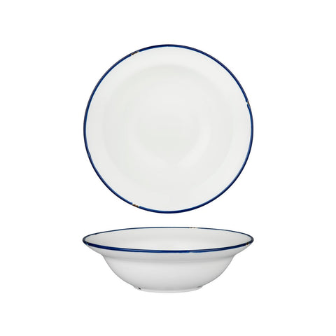 Luzerne TINTIN DEEP BOWL PLATE 220mm Ø | 580ml WHITE W/NAVY LINE (x3)