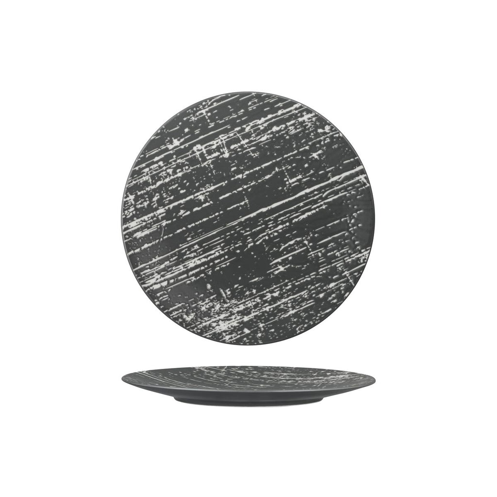 Luzerne DRIZZLE ROUND PLATE-FLAT, 230mm Ø GREY WITH WHITE (x6)