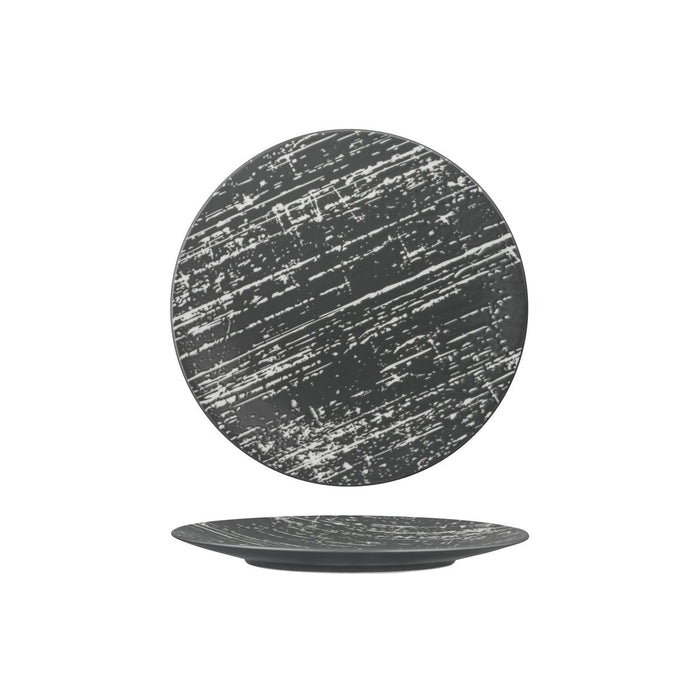 Luzerne DRIZZLE ROUND PLATE-FLAT, 230mm Ø GREY WITH WHITE (x6)