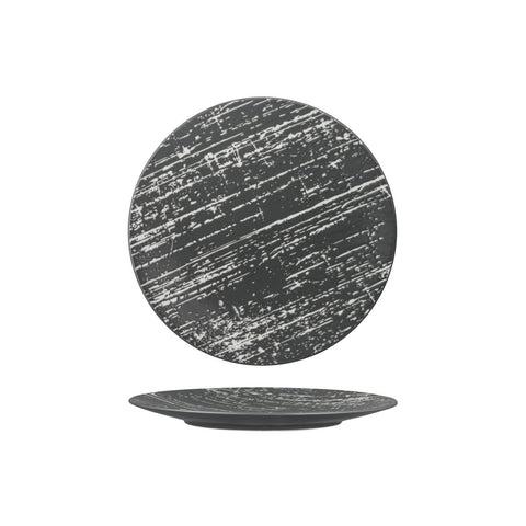 Luzerne DRIZZLE ROUND PLATE-FLAT, 230mm Ø GREY WITH WHITE (x6)