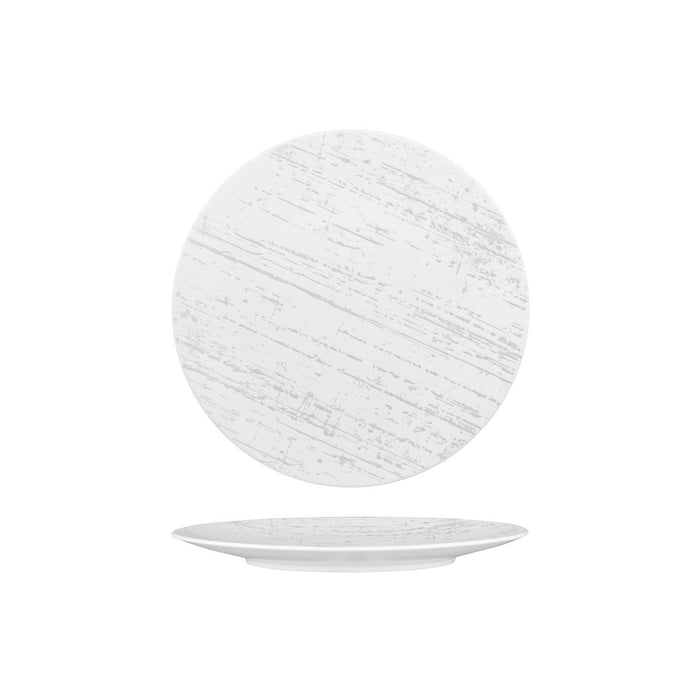 Luzerne DRIZZLE ROUND PLATE-FLAT, 230mm Ø WHITE WITH GREY (x6)