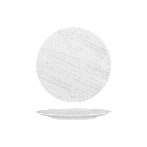 Luzerne DRIZZLE ROUND PLATE-FLAT, 230mm Ø WHITE WITH GREY (x6)