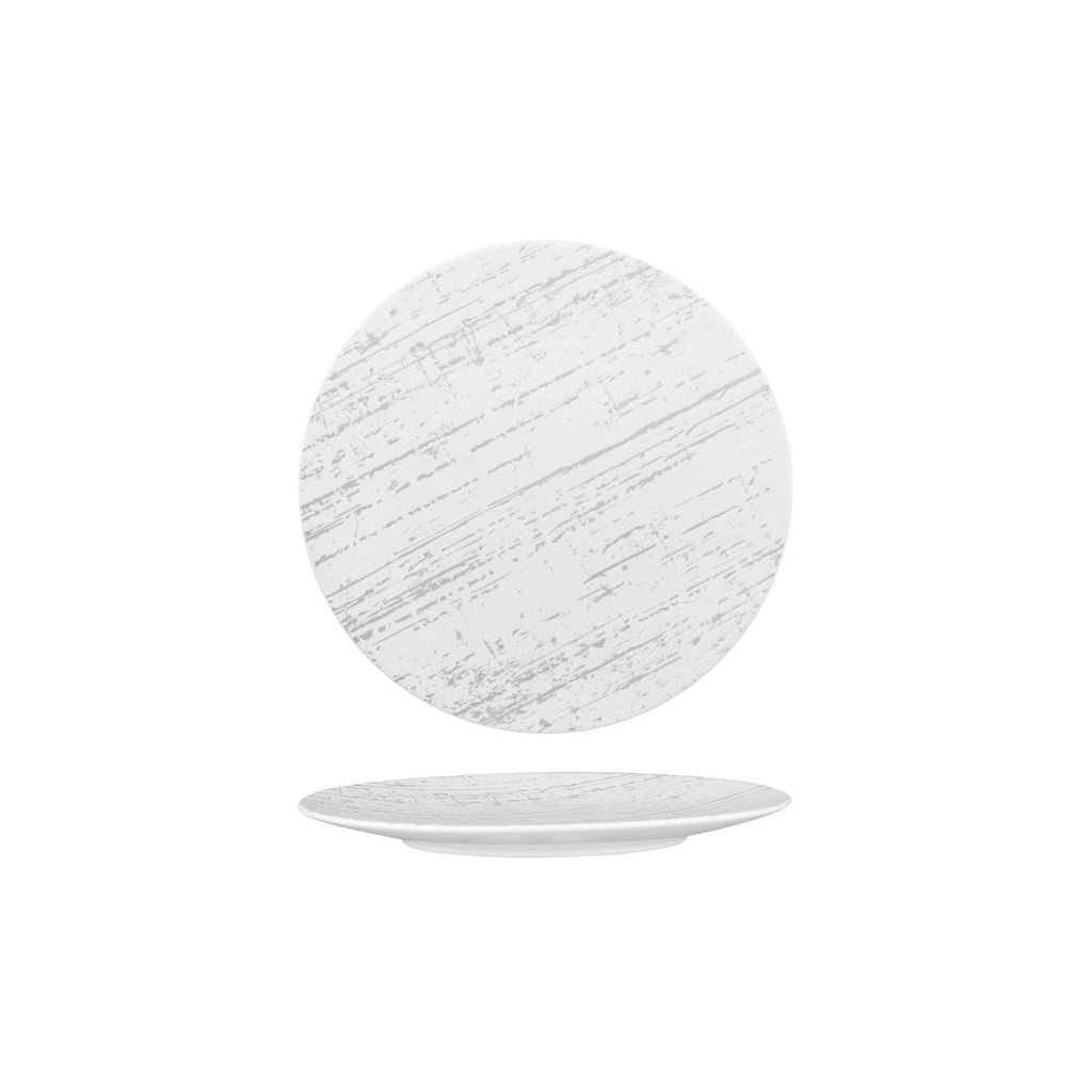 Luzerne DRIZZLE ROUND PLATE-FLAT, 210mm Ø WHITE WITH GREY (x6)