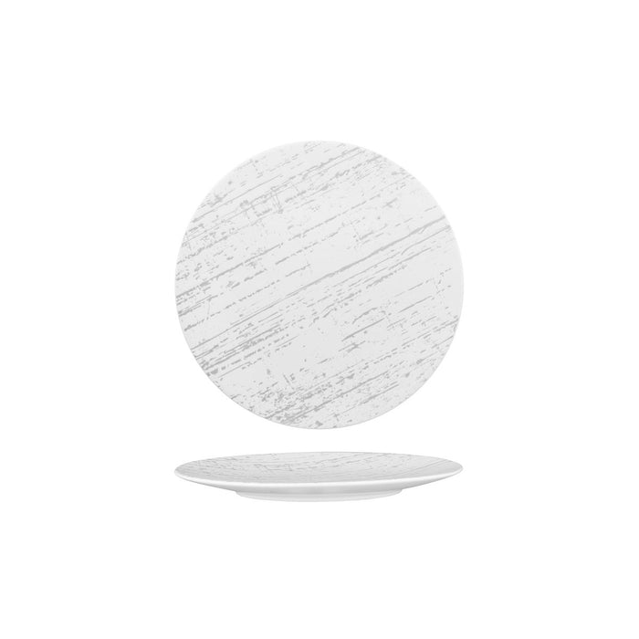 Luzerne DRIZZLE ROUND PLATE-FLAT, 210mm Ø WHITE WITH GREY (x6)