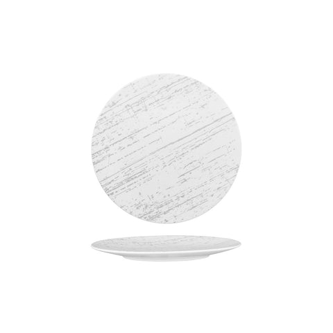 Luzerne DRIZZLE ROUND PLATE-FLAT, 210mm Ø WHITE WITH GREY (x6)