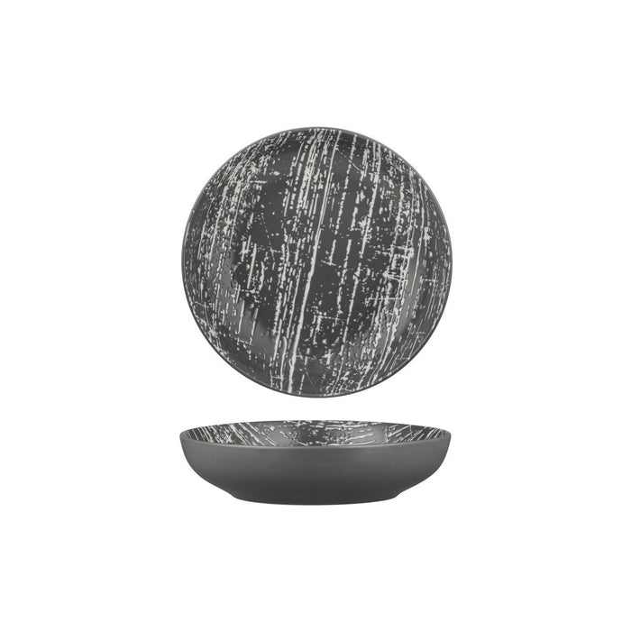 Luzerne DRIZZLE ROUND SHARE BOWL-210mm Ø | 1000ml GREY WITH WHITE (x4)