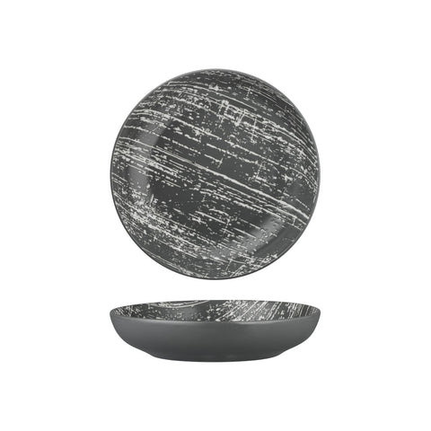 Luzerne DRIZZLE ROUND SHARE BOWL-230mm Ø | 1160ml GREY WITH WHITE (x4)