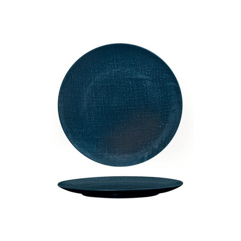 Luzerne LINEN ROUND PLATE-FLAT, 210mm Ø MATT BLUE (x6)