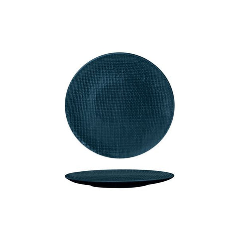 Luzerne LINEN ROUND PLATE-FLAT, 180mm Ø MATT BLUE (x6)