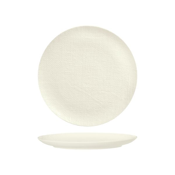 Luzerne LINEN ROUND PLATE-FLAT, 260mm Ø MATT WHITE (x4)