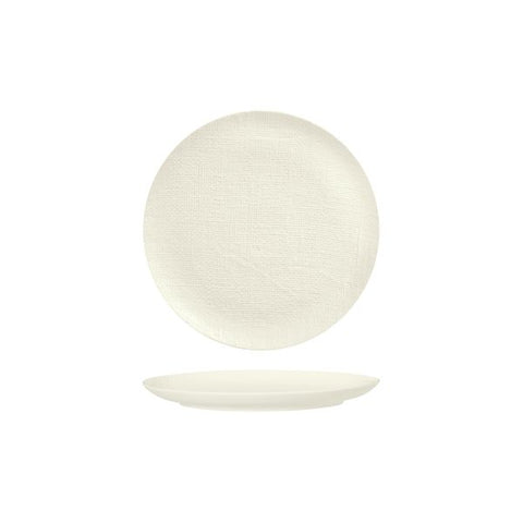 Luzerne LINEN ROUND PLATE-FLAT, 180mm Ø MATT WHITE (x6)