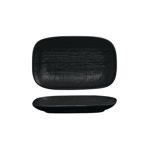 Luzerne LINEN RECTANGULAR SHARE PLATE-215x135mm MATT BLACK (x6)