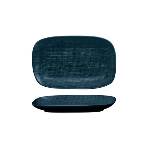 Luzerne LINEN RECTANGULAR SHARE PLATE-265x165mm MATT BLUE (x4)