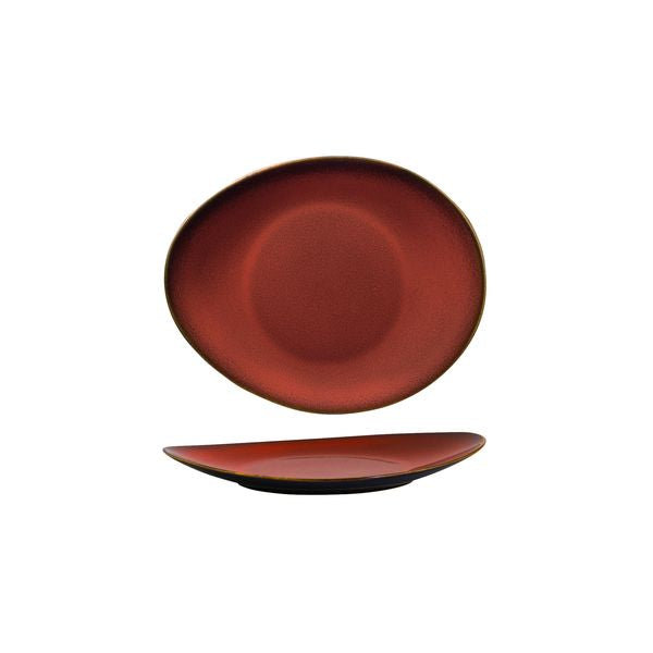 Luzerne RUSTIC OVAL PLATE-185x155mm  CRIMSON (x6)