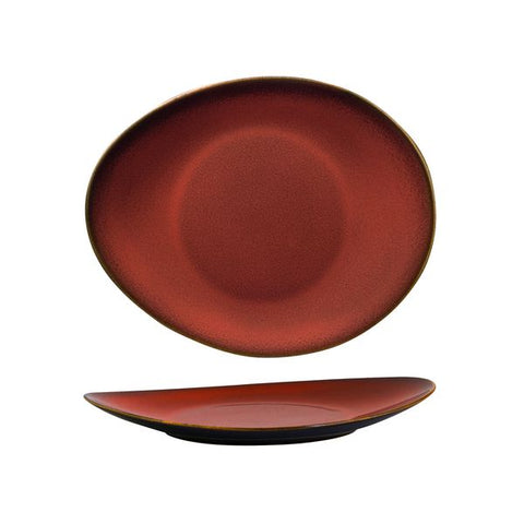 Luzerne RUSTIC OVAL PLATE-225x185mm  CRIMSON (x6)