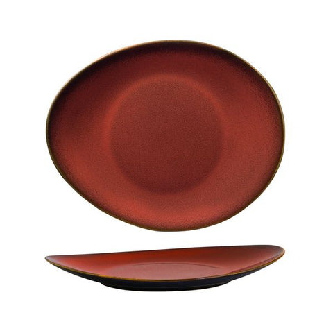 Luzerne RUSTIC OVAL PLATE-290x245mm  CRIMSON (x3)