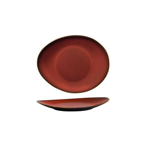 Luzerne RUSTIC OVAL PLATE-185x155mm  CRIMSON (x6)