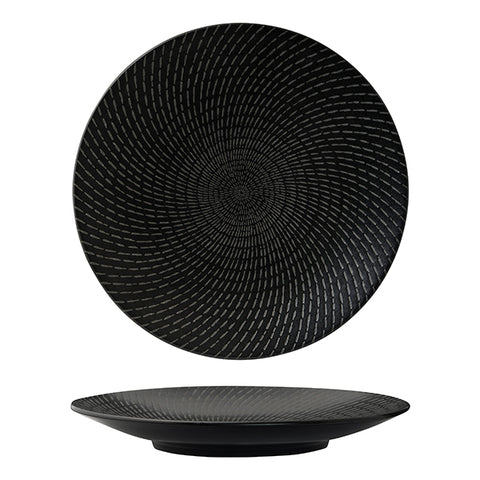 Luzerne ZEN ROUND COUPE PLATE-205mm Ø BLACK SWIRL (x6)