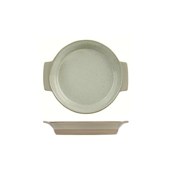Art De Cuisine IGNEOUS ROUND SERVING PLATE WITH HANDLES-230mm Ø | 570ml  NATURAL (x6)