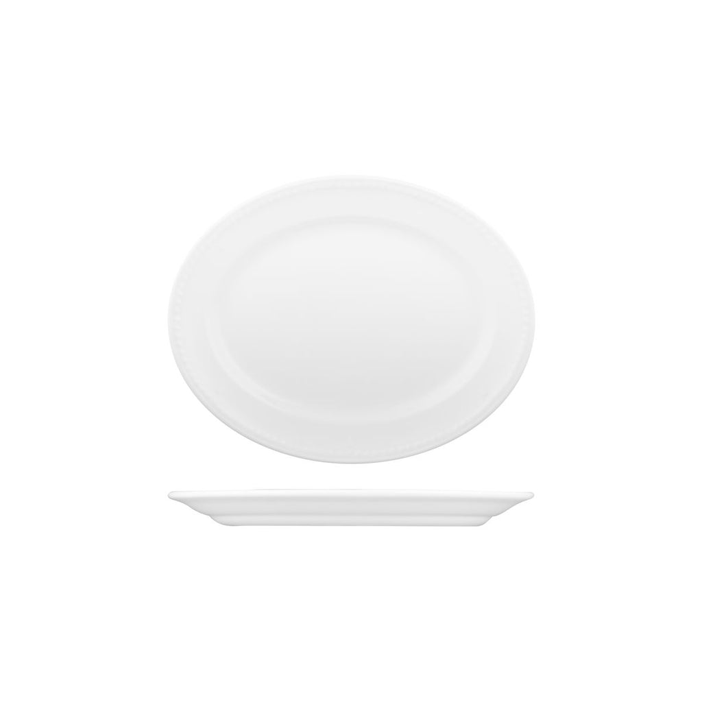 Churchill BUCKINGHAM OVAL WIDE RIM PLATE-203mm WHITE (x12)